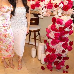 COPY - Midi dress with side slit white with sequins